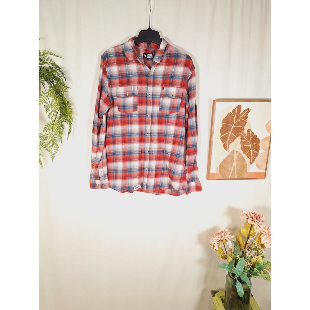 Rip Curl Men's Slim Fit Long-Sleeve Button-Up Multi-Color Shirt Medium